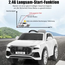 Kinderauto 12 V 3 Gang Elektroauto mit 2,4G-Fernbedienung mit Hupe LED Weiß