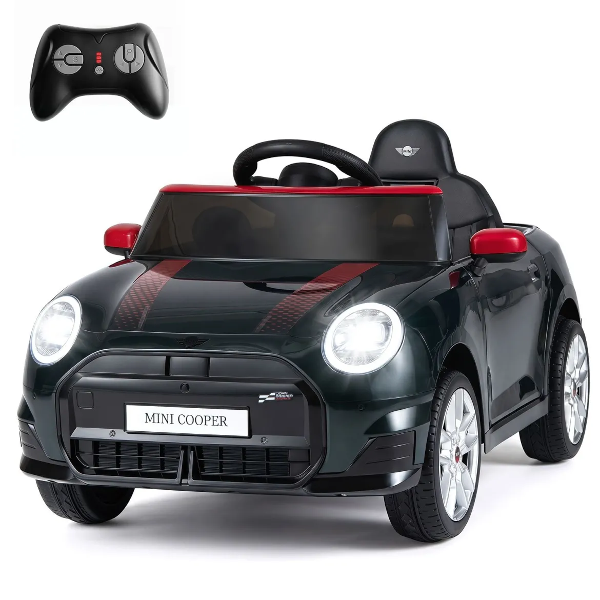 Kinderauto 12 V im BMW Mini Design Elektroauto für Kinder mit Fernbedienung LED & Soft-Start Schwarz