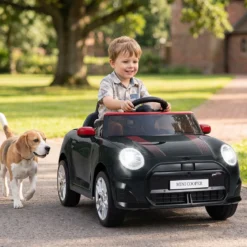 Kinderauto 12 V im BMW Mini Design Elektroauto für Kinder mit Fernbedienung LED & Soft-Start Schwarz