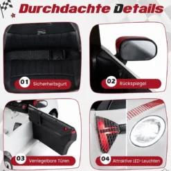 Kinderauto 12 V im BMW Mini Design Elektroauto für Kinder mit Fernbedienung LED & Soft-Start Weiß