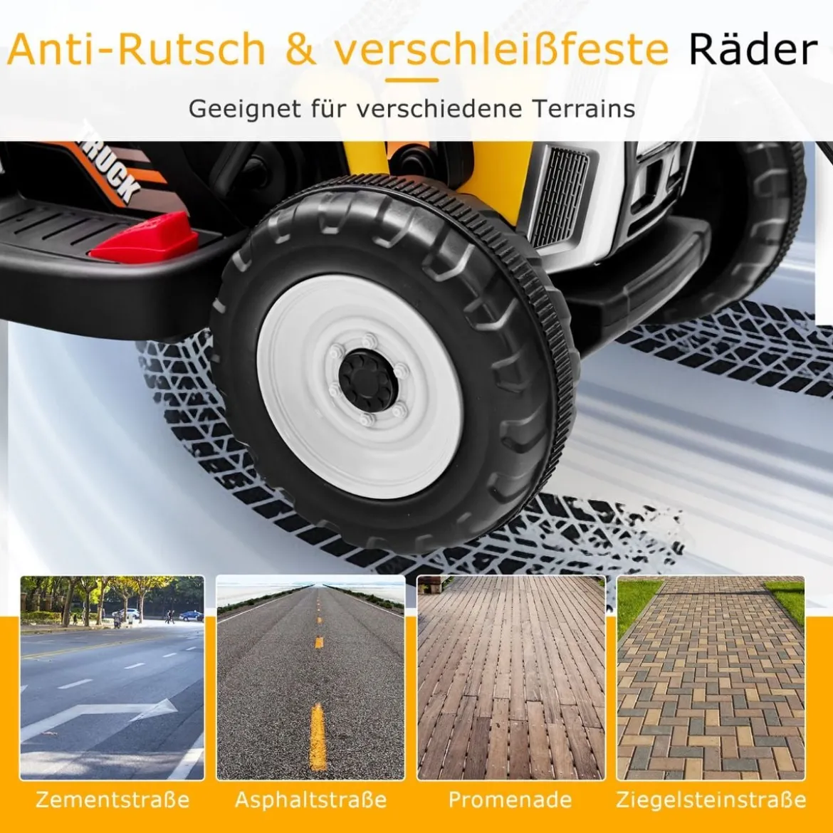 Kinder-Baggerfahrgerät mit 2,4-G-Fernbedienung Elektrisches Baufahrzeug 125 x 51,5 x 52 cm Gelb + Schwarz