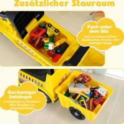 Kinderbagger zum Draufsitzen Kinderfahrzeug mit Schaufel abnehmbarem Anhänger Gelb