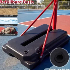 Kinder Basketballkorb 95-155 cm höhenverstellbares Basketballständer mit befüllbarem Sockel Rot