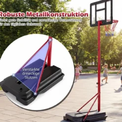 Kinder Basketballkorb 95-155 cm höhenverstellbares Basketballständer mit befüllbarem Sockel Rot