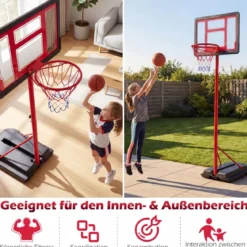 Kinder Basketballkorb 95-155 cm höhenverstellbares Basketballständer mit befüllbarem Sockel Rot