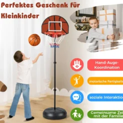 Kinder Basketballkorb mit Dartboard & 6 Darts Basketballständer Schwarz