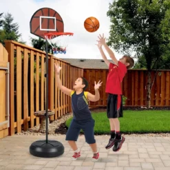 Kinder Basketballkorb mit Dartboard & 6 Darts Basketballständer Schwarz