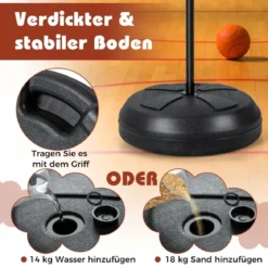 Kinder Basketballkorb mit Dartboard & 6 Darts Basketballständer Schwarz