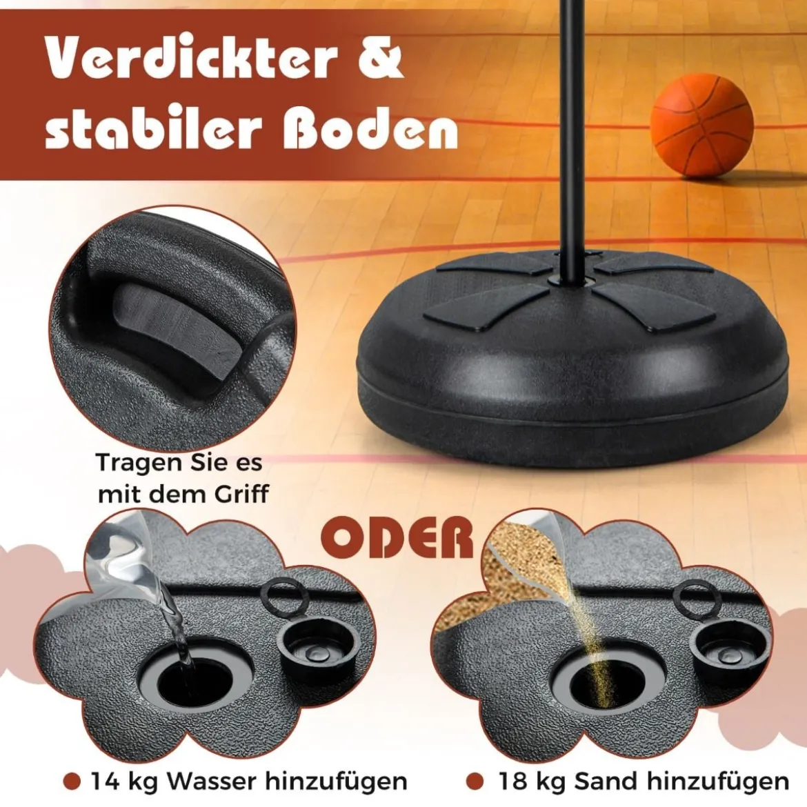 Kinder Basketballkorb mit Dartboard & 6 Darts Basketballständer Schwarz