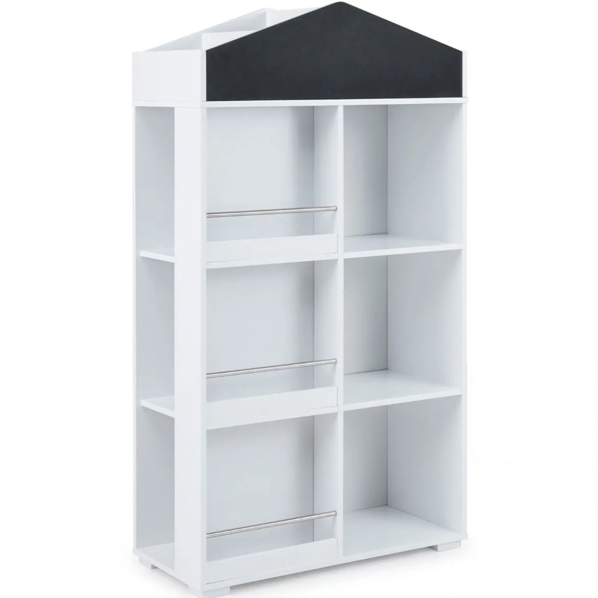 Kinder Bücherregal in Hausform mit Tafel & 13 Fächern Kinderregal Montessori Spielzeugrregal Weiß