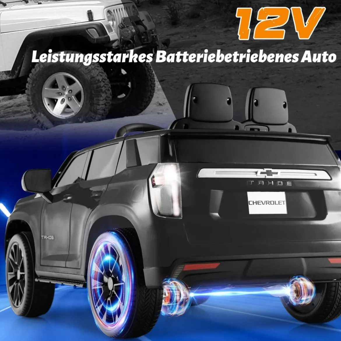 Kinder Chevrolet Elektroauto mit 2,4G Fernsteuerung & Federung & Lichtern & Musik Kinderauto