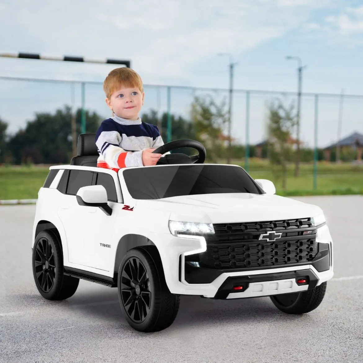 Kinder Chevrolet Elektroauto mit 2,4G Fernsteuerung & Federung & Lichtern & Musik Kinderauto