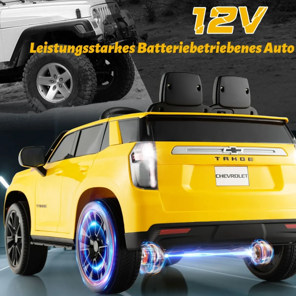 Kinder Chevrolet Elektroauto mit 2,4G Fernsteuerung & Federung & Lichtern & Musik Kinderauto
