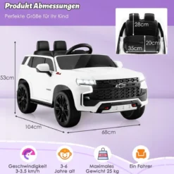 Kinder Chevrolet Elektroauto mit 2,4G Fernsteuerung & Federung & Lichtern & Musik Kinderauto