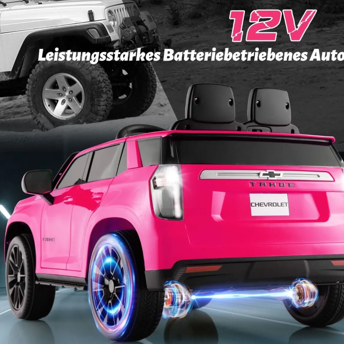 Kinder Chevrolet Elektroauto mit 2,4G Fernsteuerung & Federung & Lichtern & Musik Kinderauto
