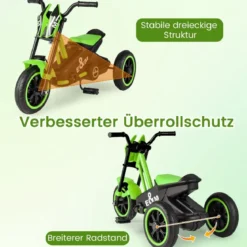 Kinder-Dreirad mit 3 Robusten Rädern & Fußpedalen Kinderfahrrad Kinderlaufrad Grün
