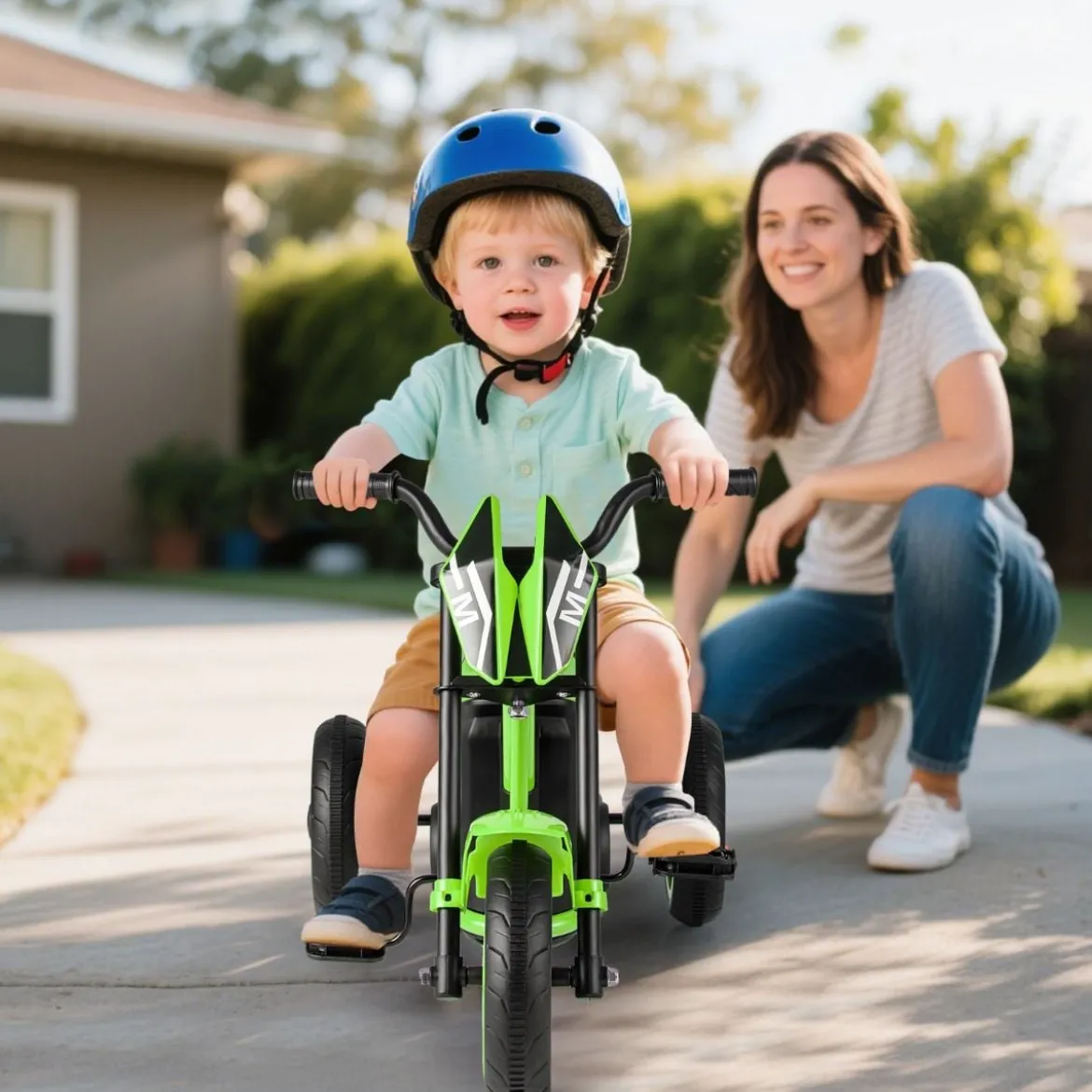 Kinder-Dreirad mit 3 Robusten Rädern & Fußpedalen Kinderfahrrad Kinderlaufrad Grün