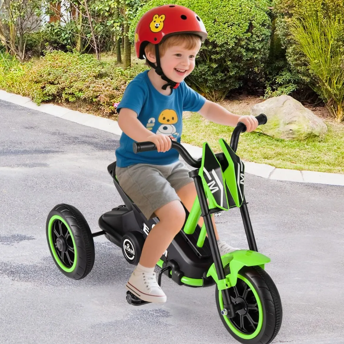 Kinder-Dreirad mit 3 Robusten Rädern & Fußpedalen Kinderfahrrad Kinderlaufrad Grün