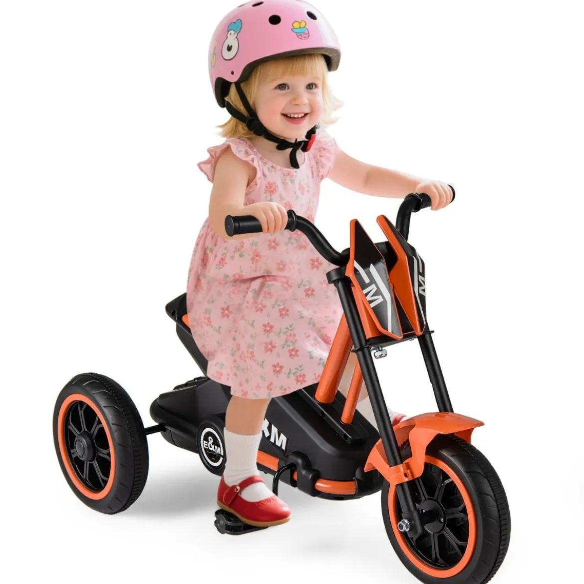 Kinder-Dreirad mit 3 Robusten Rädern & Fußpedalen Kinderfahrrad Kinderlaufrad Orange
