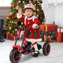 Kinder-Dreirad mit 3 Robusten Rädern & Fußpedalen Kinderfahrrad Kinderlaufrad Rot