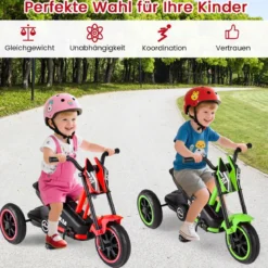 Kinder-Dreirad mit 3 Robusten Rädern & Fußpedalen Kinderfahrrad Kinderlaufrad Rot