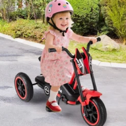 Kinder-Dreirad mit 3 Robusten Rädern & Fußpedalen Kinderfahrrad Kinderlaufrad Rot