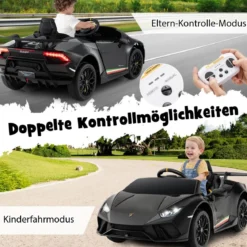 Kinder Elektroauto Lamborghini 12V Kinderauto Elektrisch mit Fernbedienung Schwarz/Rosa/Gelb