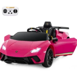 Kinder Elektroauto Lamborghini 12V Kinderauto Elektrisch mit Fernbedienung Schwarz/Rosa/Gelb