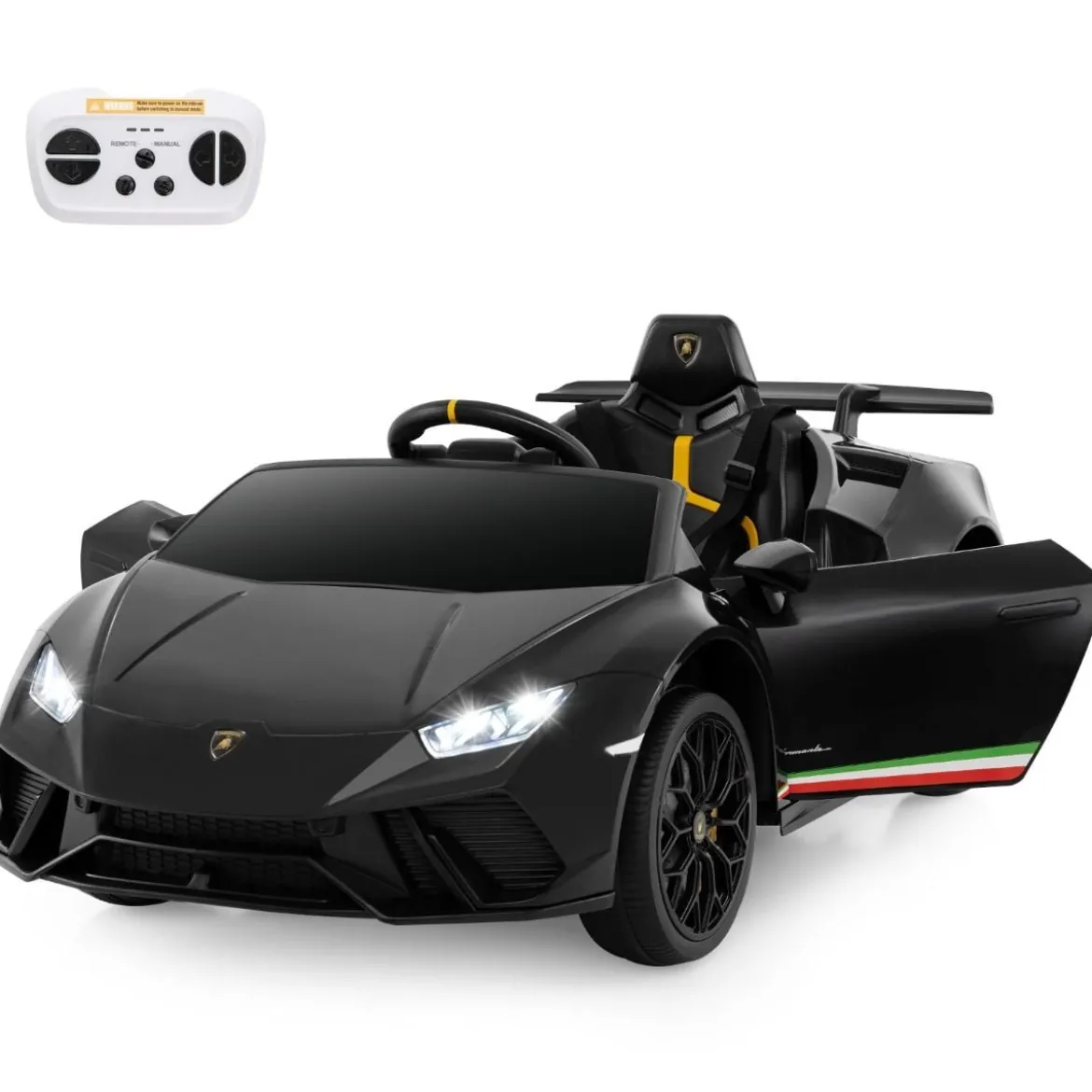 Kinder Elektroauto Lamborghini 12V Kinderauto Elektrisch mit Fernbedienung Schwarz/Rosa/Gelb