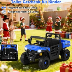 Kinder Elektroauto mit Elektrischer Kippmulde & Fernbedienung 12V Kinderauto Kinderfahrzeug Blau
