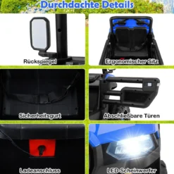 Kinder Elektroauto mit Elektrischer Kippmulde & Fernbedienung 12V Kinderauto Kinderfahrzeug Blau