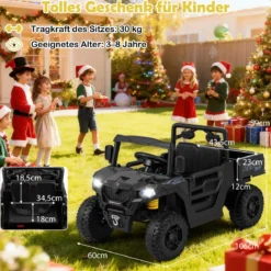 Kinder Elektroauto mit Elektrischer Kippmulde & Fernbedienung 12V Kinderauto Kinderfahrzeug Schwarz