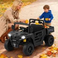Kinder Elektroauto mit Elektrischer Kippmulde & Fernbedienung 12V Kinderauto Kinderfahrzeug Schwarz