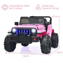 Kinder Elektroauto mit 2,4G-Fernbedienung & MP3 & Hupe 12V Elektro Kinderauto Rosa
