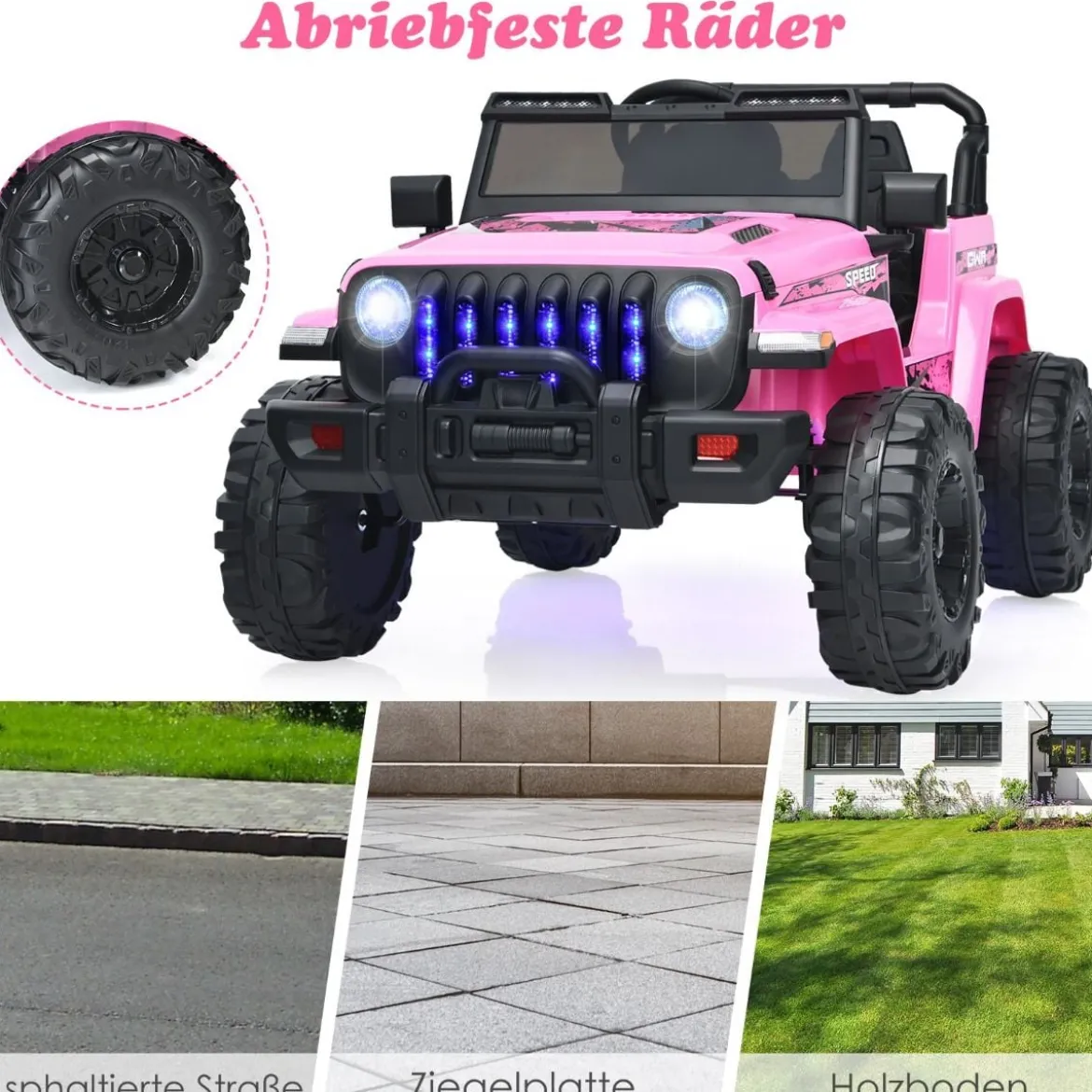 Kinder Elektroauto mit 2,4G-Fernbedienung & MP3 & Hupe 12V Elektro Kinderauto Rosa