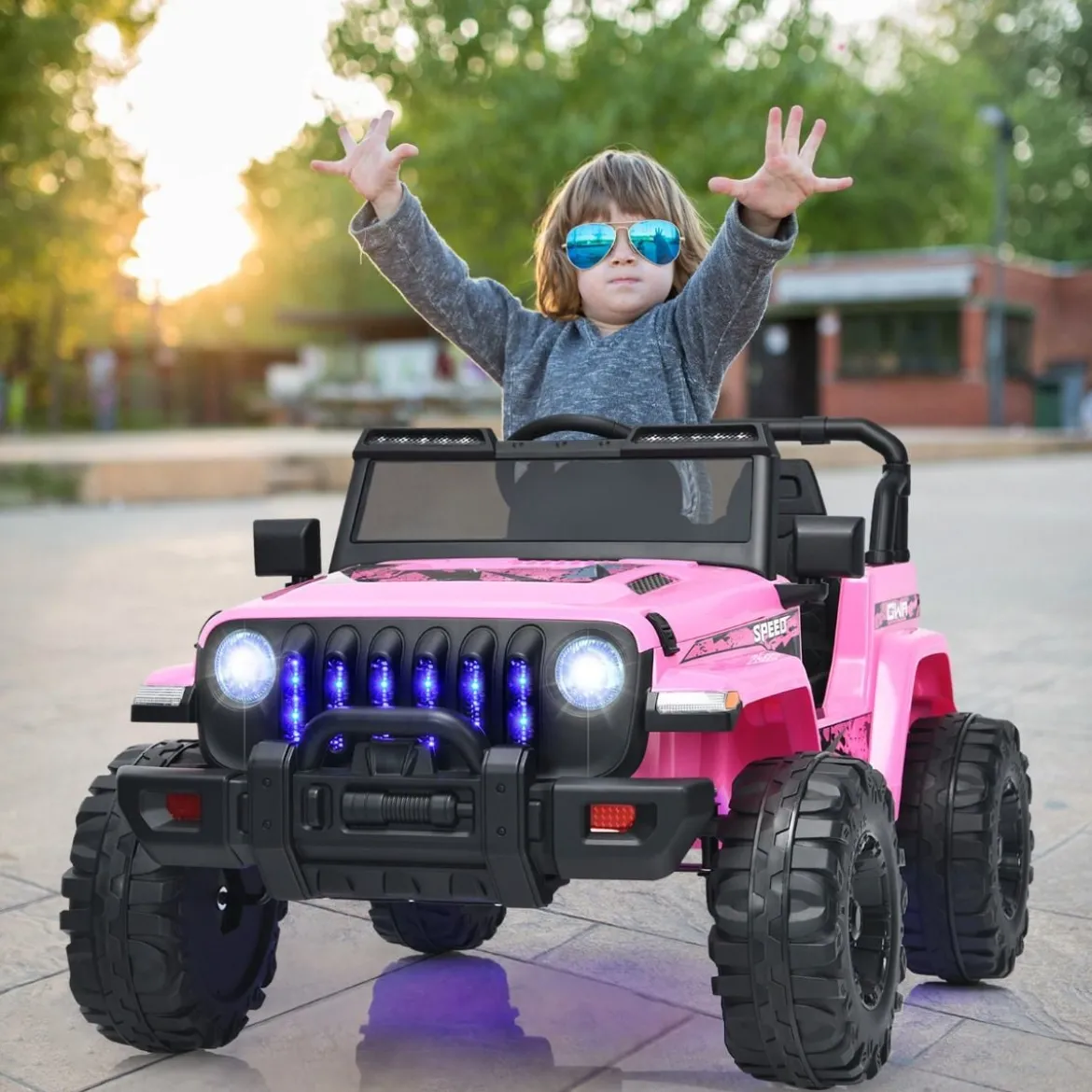 Kinder Elektroauto mit 2,4G-Fernbedienung & MP3 & Hupe 12V Elektro Kinderauto Rosa