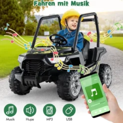 Kinder Elektroauto mit 2,4G Fernsteuerung 24V Elektrofahrzeuge UTV für Kinder ab 3 Jahre