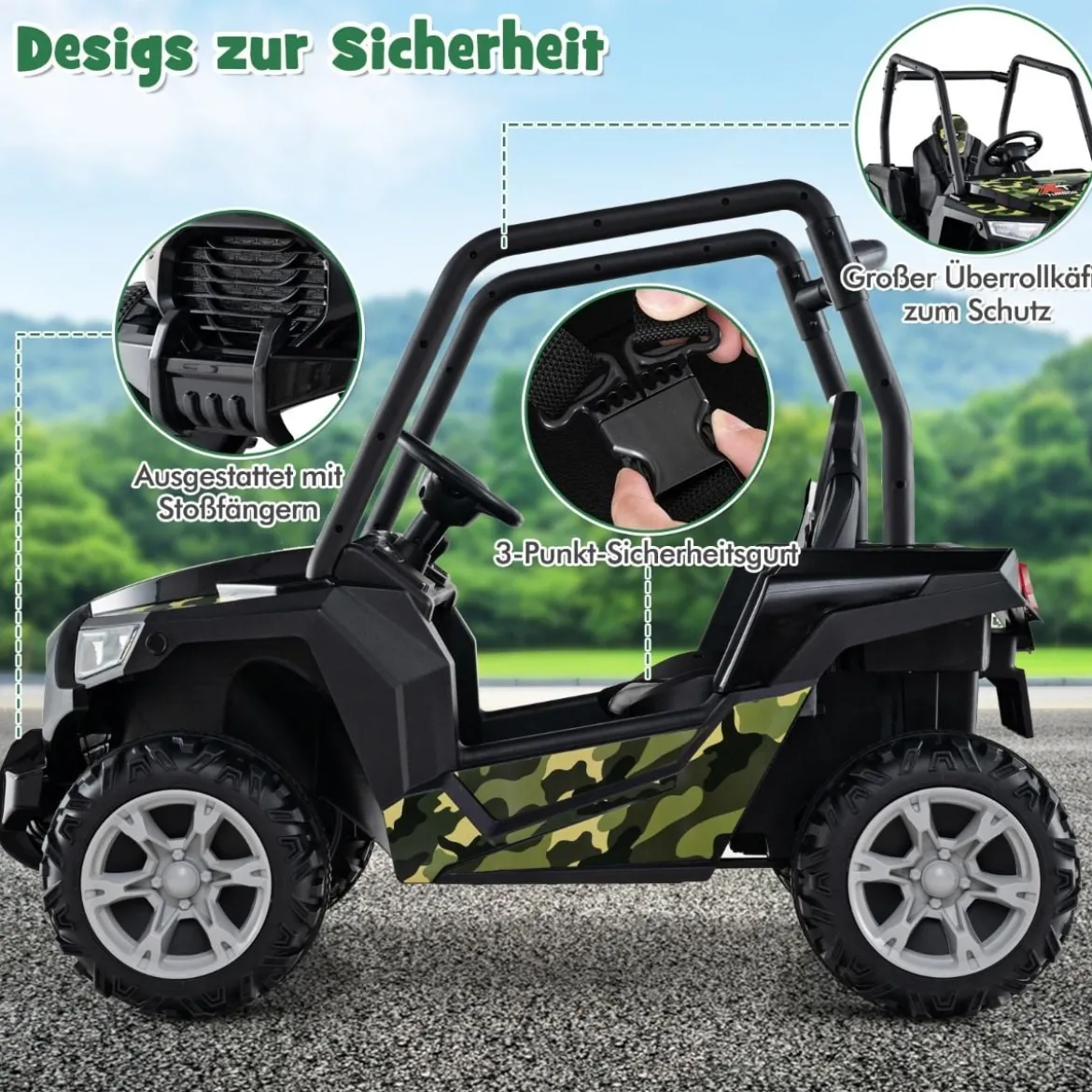 Kinder Elektroauto mit 2,4G Fernsteuerung 24V Elektrofahrzeuge UTV für Kinder ab 3 Jahre