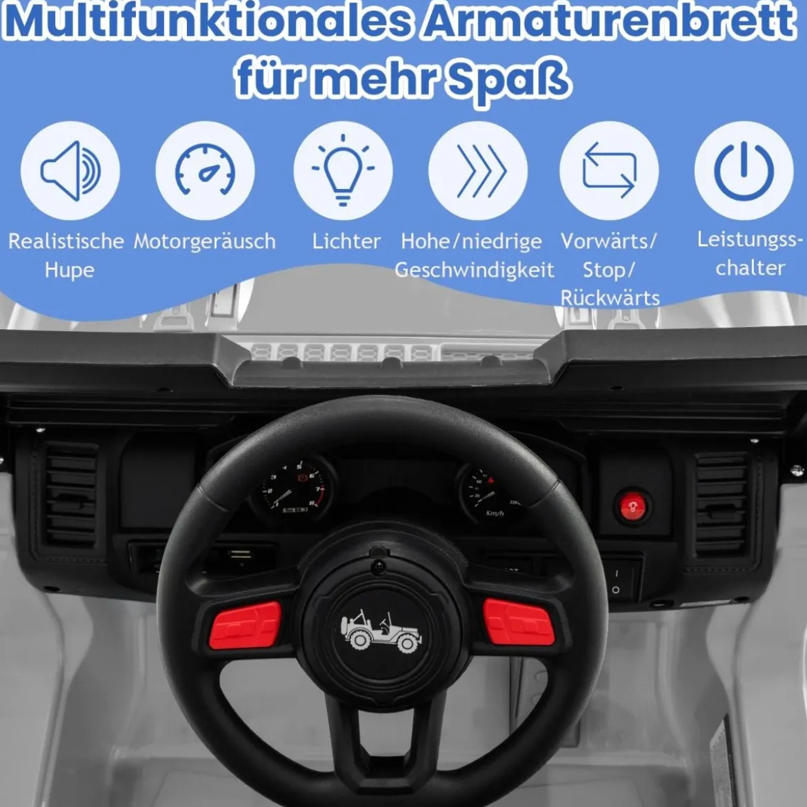 Kinder Elektroauto mit 2,4G-Fernbedienung & MP3 & Hupe 12V Elektro Kinderauto Grau