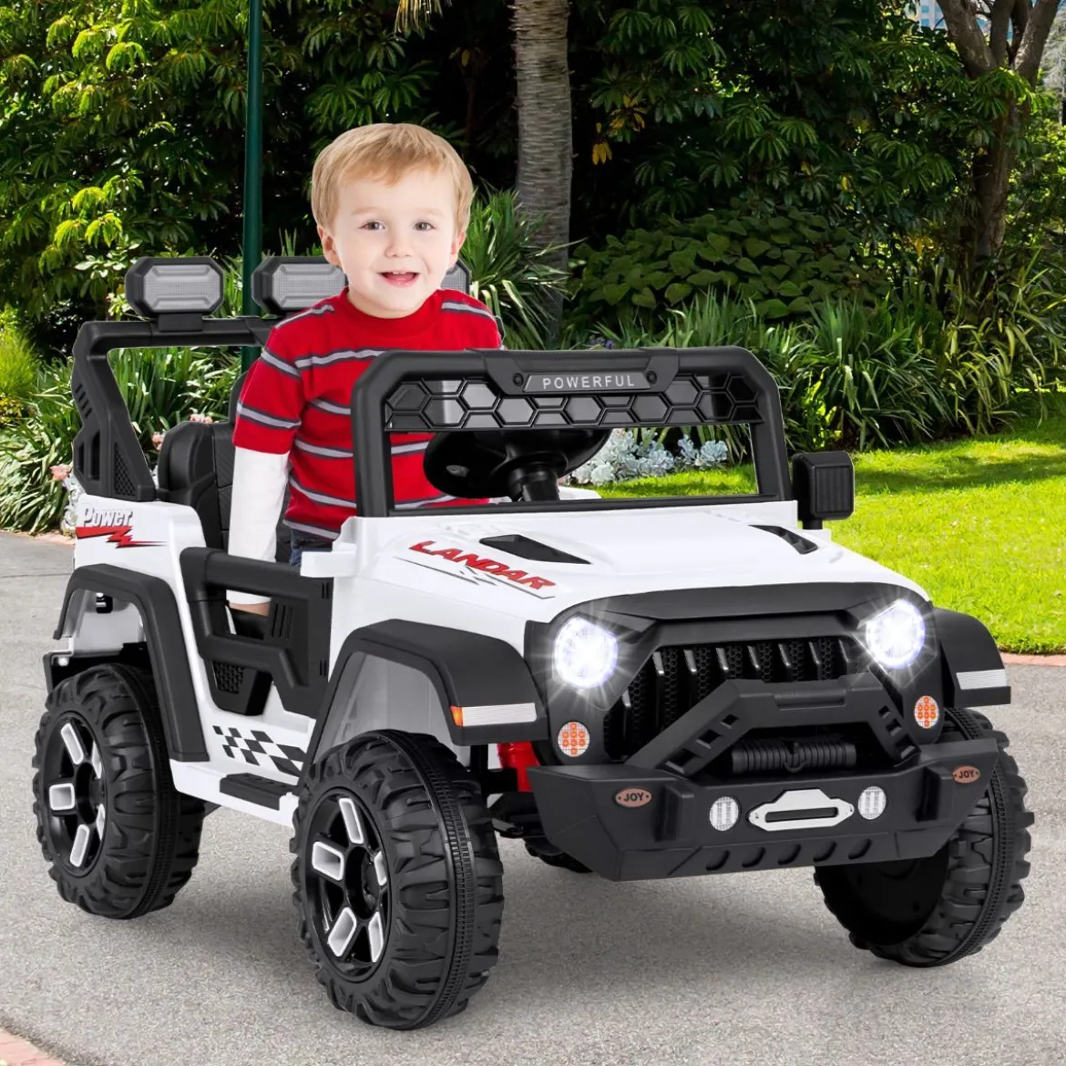 Kinder Elektroauto mit 2,4G Fernbedienung & USB & Licht & Musik 12V Kinderauto Jeep Auto