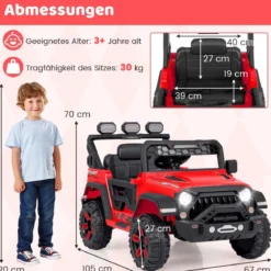 Kinder Elektroauto mit 2,4G Fernbedienung & USB & Licht & Musik 12V Kinderauto Jeep Auto