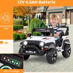 Kinder Elektroauto mit 2,4G Fernbedienung & USB & Licht & Musik 12V Kinderauto Jeep Auto