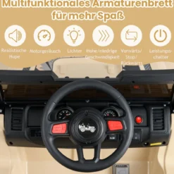 Kinder Elektroauto mit 2,4G-Fernbedienung & MP3 & Hupe 12V Elektro Kinderauto Khaki