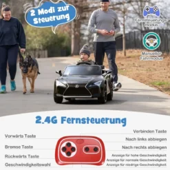 Kinder Elektroauto mit 2,4G Fernsteuerung & LED Leuchten & Musik Lexus LC500 Kinderfahrzeug Schwarz