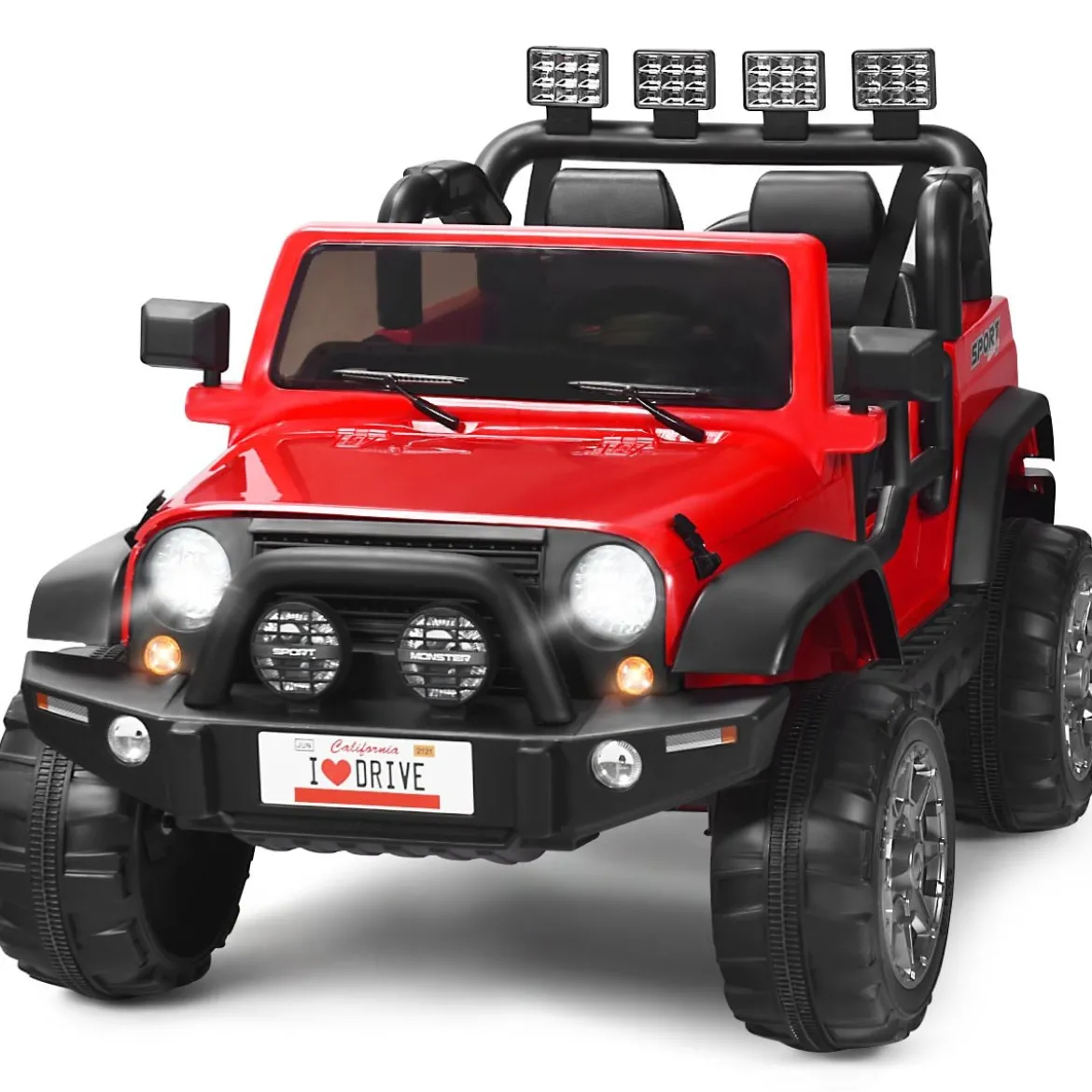 Kinder Elektroauto 2 Sitzer mit 2,4G-Fernbedienung 3 Gang 12V Kinderauto mit MP3 Rot