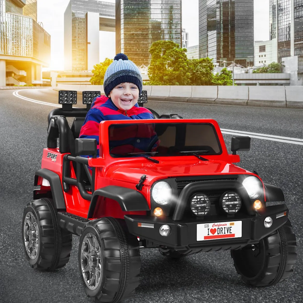 Kinder Elektroauto 2 Sitzer mit 2,4G-Fernbedienung 3 Gang 12V Kinderauto mit MP3 Rot