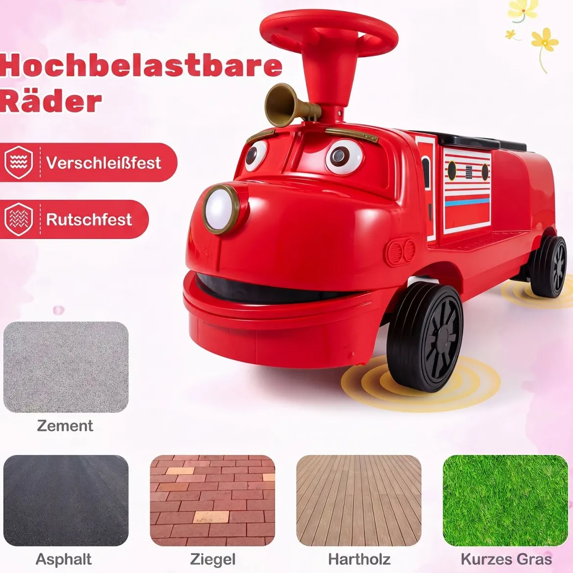 Kinder Elektroauto 12 V Kinderauto Elektrisch mit 2 Sitzen & 2 Motoren 95 x 41 x 51 cm Rot