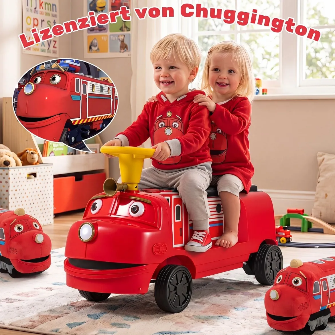Kinder Elektroauto 12 V Kinderauto Elektrisch mit 2 Sitzen & 2 Motoren 95 x 41 x 51 cm Rot