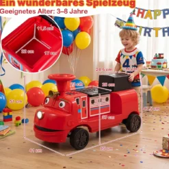 Kinder Elektroauto 12 V Kinderauto Elektrisch mit 2 Sitzen & 2 Motoren 95 x 41 x 51 cm Rot