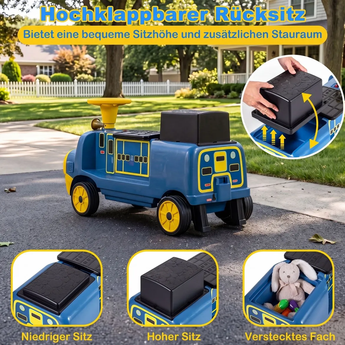 Kinder Elektroauto 12V Kinderauto Elektrisch mit 2 Sitzen & 2 Motoren 95 x 41 x 51 cm Blau